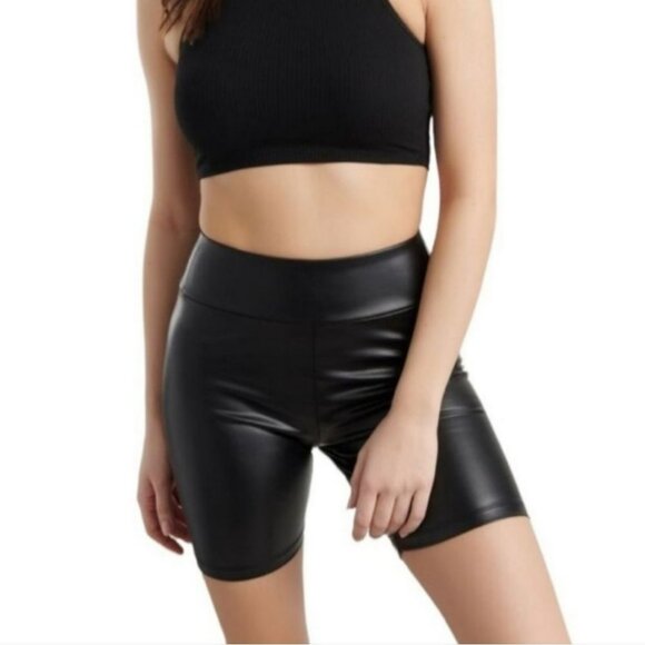 Laundry By Shelli Segal Pants - Laundry by Shelli Segal Women's High Waist Black Faux Leather Shorts Size Small